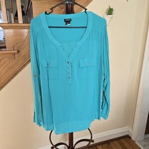 Torrid Teal Button-Front Blouse